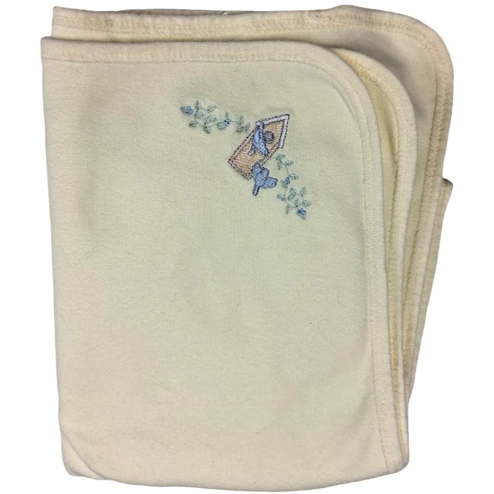 Carter's Vintage Yellow Birdhouse Baby Blanket Cotton USA Receiving Classics